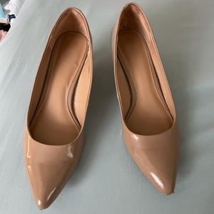 Taupe Pointed Toe Kitten Heels 9